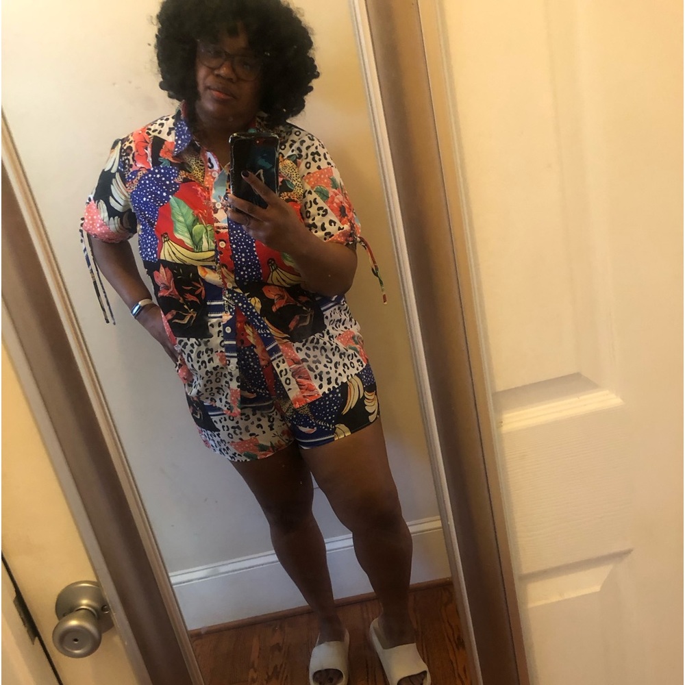 Multi print Two Peice Short Set